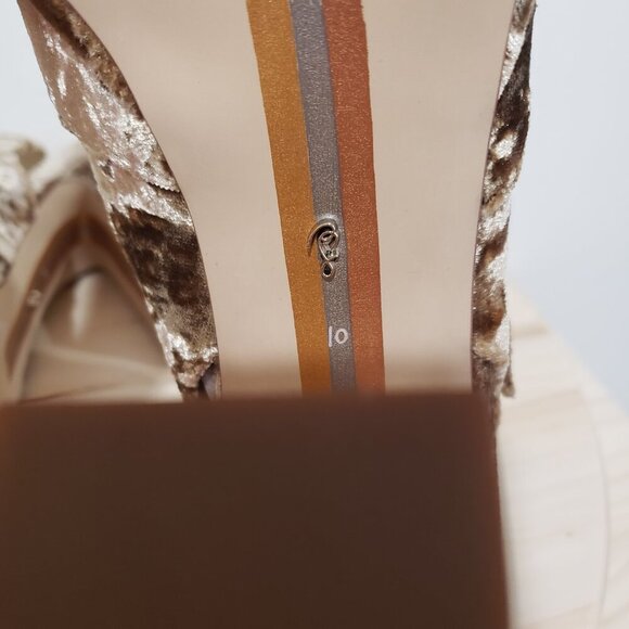 Sam Edelman Jildie Slingback Mary Jane Heel Size 10 Sand Crushed Velvet Retro - Picture 15 of 15